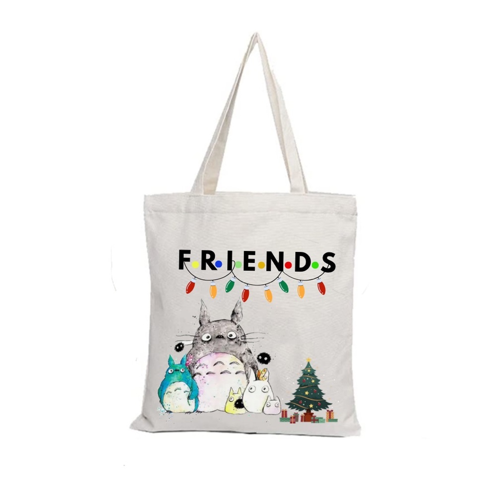 Totoro Friends Christmas Tote Bag Design